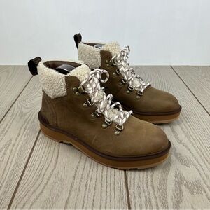 Sorel Women's Hi-Line Hiker Cozy Boots US9 Umber, Tawny Buff $185 Faux Shearling